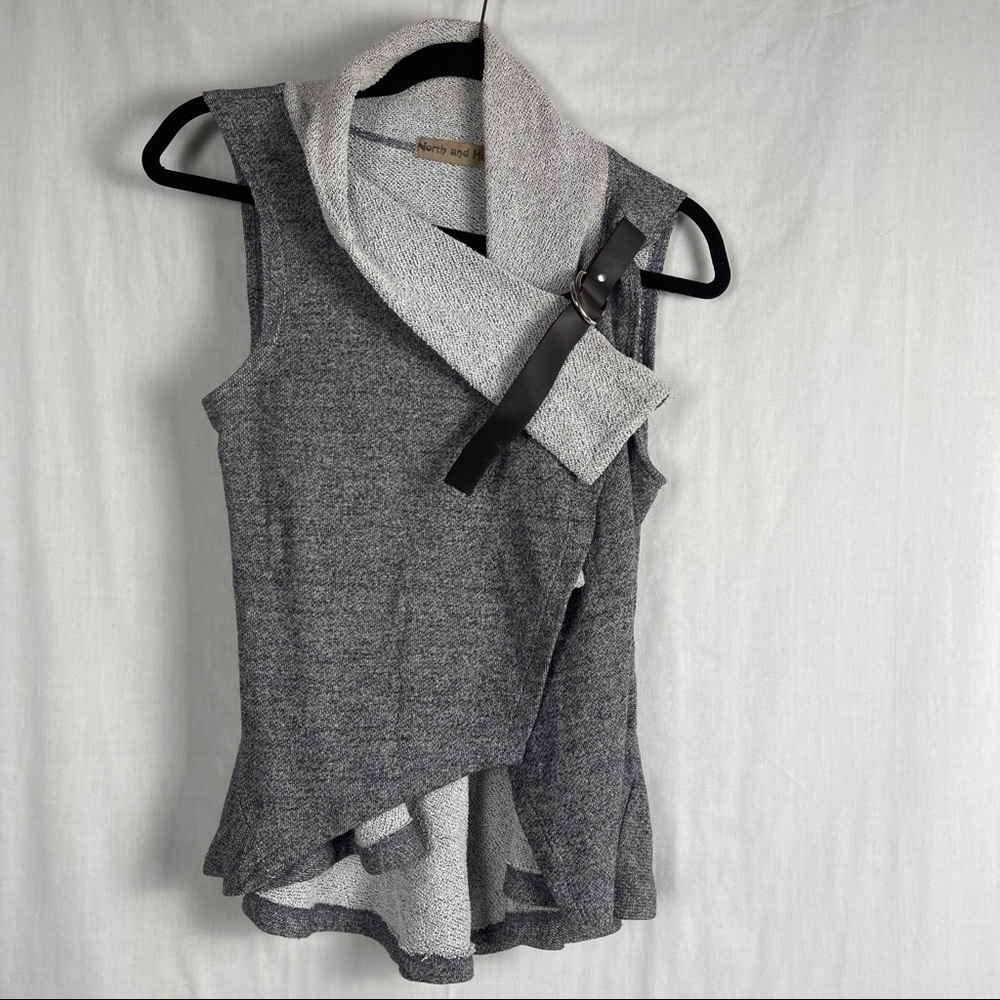 North and Hudson Leather Trimmed Black/White Vest